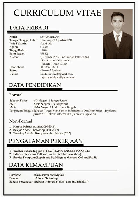 Saya lalu pengalaman kerja di bandung mencakup bekerja sebagai petugas pemasaran. Contoh Cv Resume 17 - Hontoh