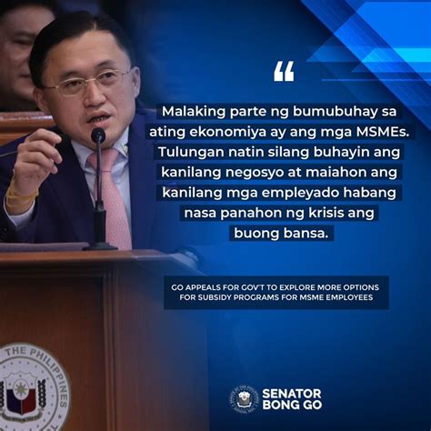 Bong Go Go Appeals For Support For Msmes And Their