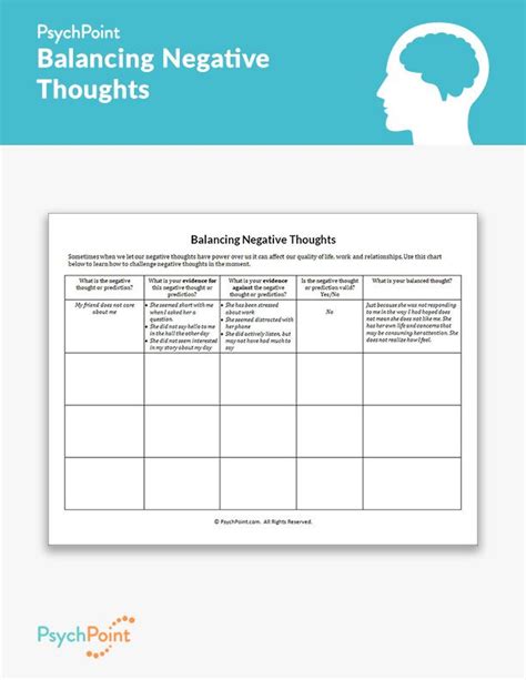 Balancing Negative Thoughts Worksheet Counseling Worksheets Counseling