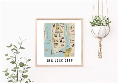 Map Of New York City Etsy