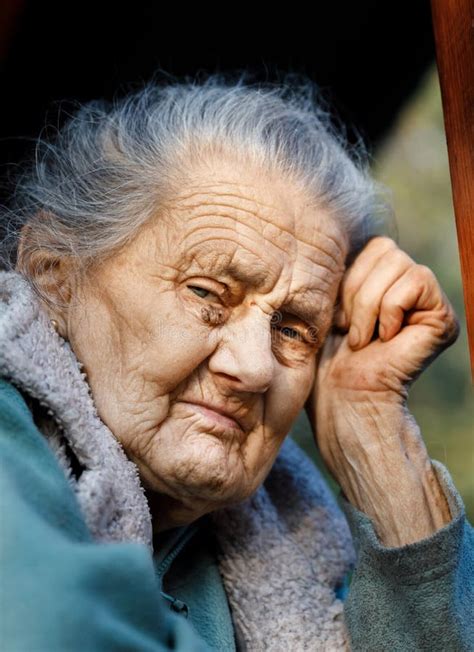 Portrait Of A Very Old Wrinkled Woman Stock Photo Image Of Alone