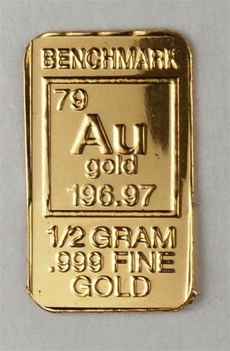 Gold Half Gram Elemental Bar Pure 24 Carat Gold 12 Gram 999 Pure