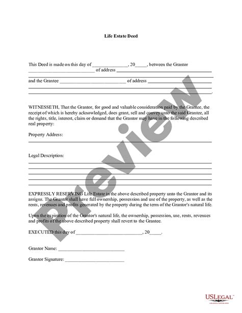 Basic Life Estate Deed Us Legal Forms