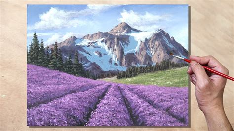 Acrylic Painting Lavender Field Landscape Youtube