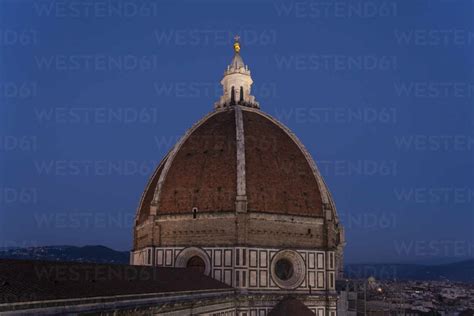 Italy Tuscany Florence Dome Of Florence Cathedral At Night Stock Photo