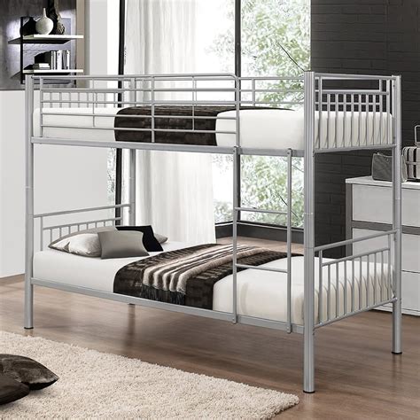 Black finish full over full metal bunk bed frame kids teen dorm furniture ladder. Single Metal Bunk Bed - Soft Touch Beds