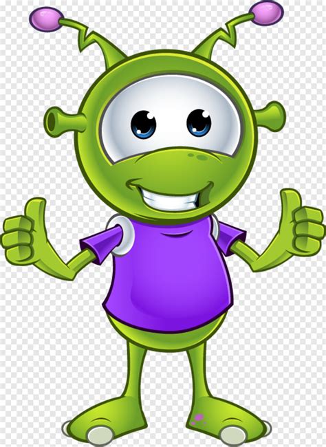 A cute green alien sitting in his flying saucer while investigating a new orange planet. Green Alien - Cute Alien Cartoon, Png Download - 567x778 ...