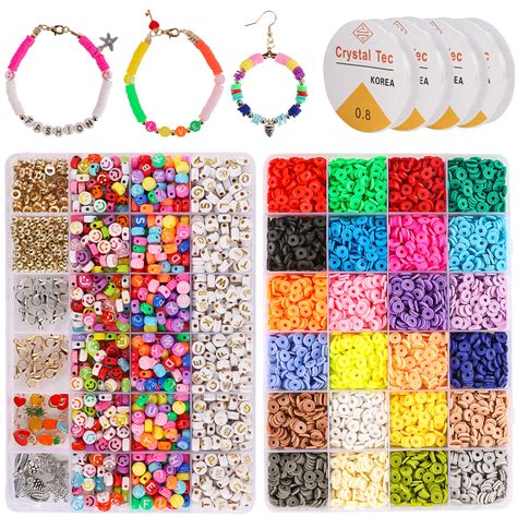 Koralakiri 7384pcs Polymer Flat Clay Beads Kit 24 Colors 6mm Diy Bracelets Necklaces Earrings