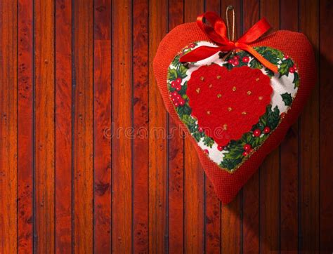 Christmas Heart Decoration On Wooden Wall Stock Illustration