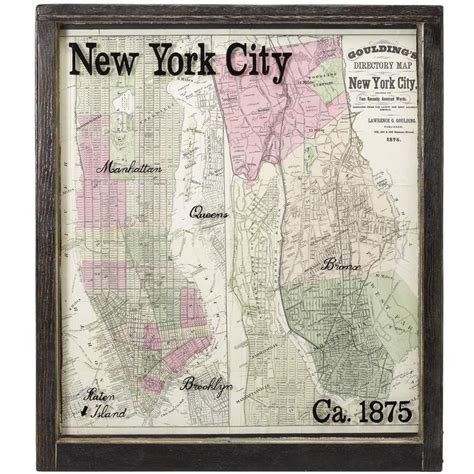 New York City Map With Surrounding Burroughs In Antique Windowpane