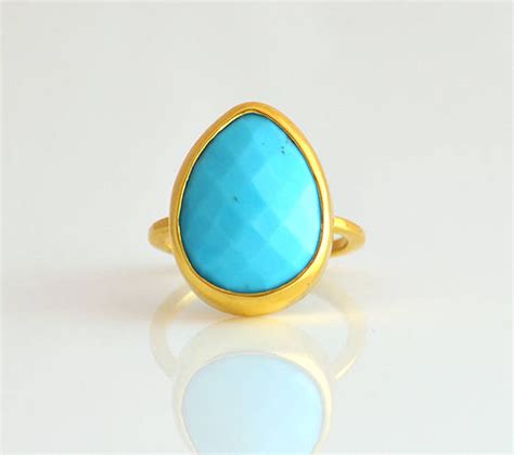 Large Turquoise Ring December Birthstone Ring Stackable Etsy