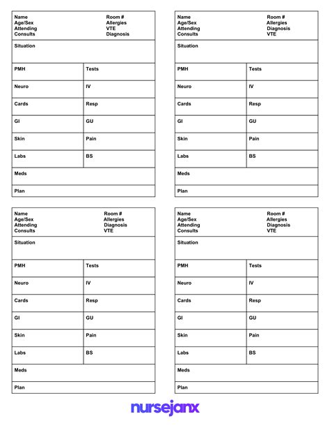 Here are the best of the best. Brain Nursing Report Sheet (4 Patients Per Page ...