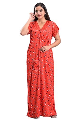 buy indian handicraft satin girls women nighty night gown maxi sleepwear nightgown 010 red at