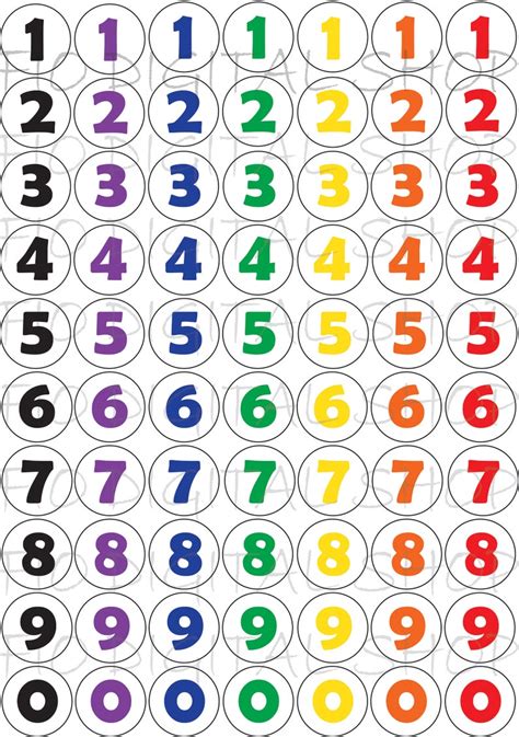 Printable Rainbow Numbers Stickers Black And White Number Etsy