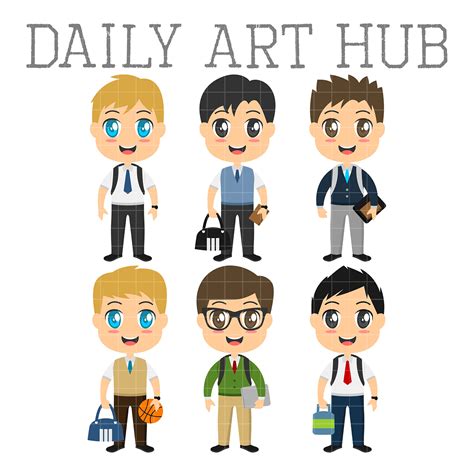 Cool School Boys Clip Art Set Daily Art Hub Free Clip Art Everyday