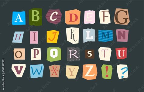 Collage Alphabet Sliced Letters Various Funny Style Font For Flyer Or