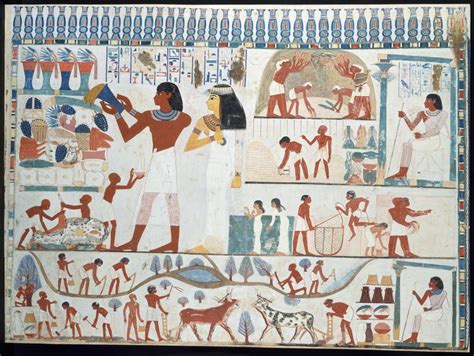 Ancient Egyptian Tomb Painting With Agricultural Scenes From Tomb Of