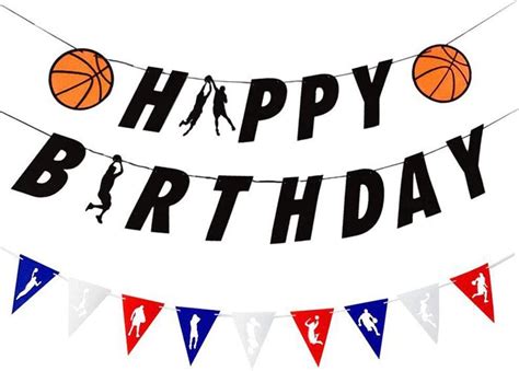 Baloncesto Happy Birthday Cumpleaños Guirnalda Decoración para fiestas Artículos de fiesta