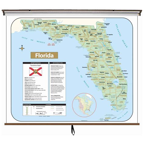 Florida Large Shaded Relief Wall Map Shop Classroom Maps