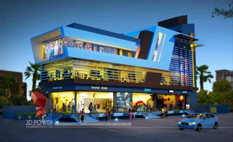Exclusive 3d Shopping Mall Day And Night Rendering And Elevation Design By