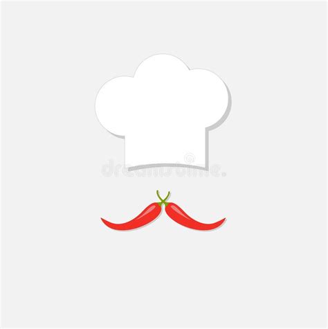 Chef Hat And Red Hot Pepper Mustache Menu Card Flat Design Style
