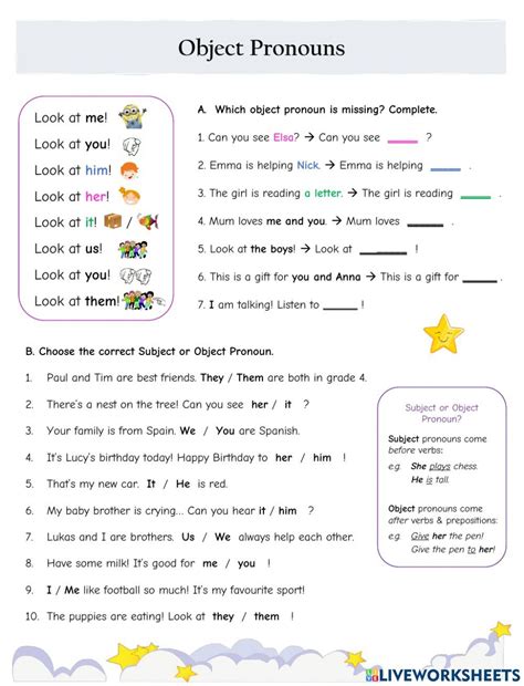 Object Pronouns For Beginners Worksheet Ejercicios De Ingles