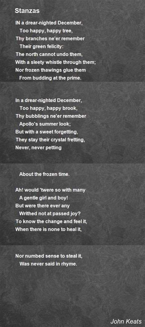 Stanza definition, quatrain poem examples. Stanzas Poem by John Keats - Poem Hunter