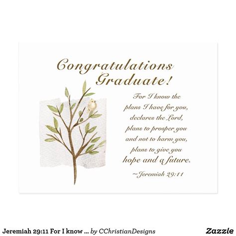 Jeremiah 2911 For I Know The Plans Graduation Postcard In