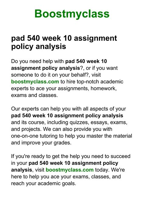 Pad 540 Week 10 Assignment Policy Analysis By Boost My Class Issuu