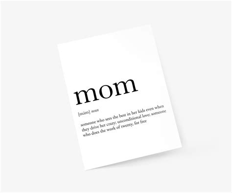 Mom Definition Mothers Day Card Footnotes Paper