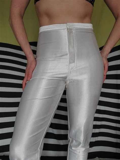 White Shiny 70s80s Disco Pants Etsy