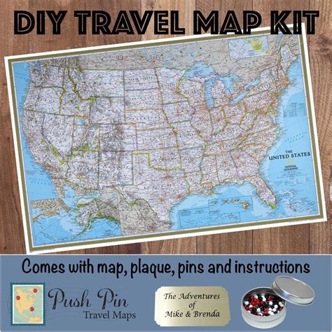 Diy Classic Us Push Pin Travel Map Kit Travel Map Pins Travel Maps