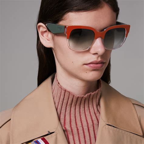 Two Tone Oversize Square Frame Sunglasses In Orange Women Burberry United States