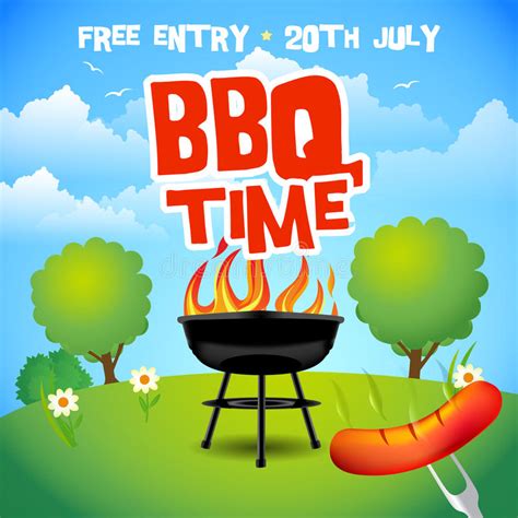 How to make a bbq party invitation for free? Barbecue Summer Party Poster. Barbecue Grill Illustration ...