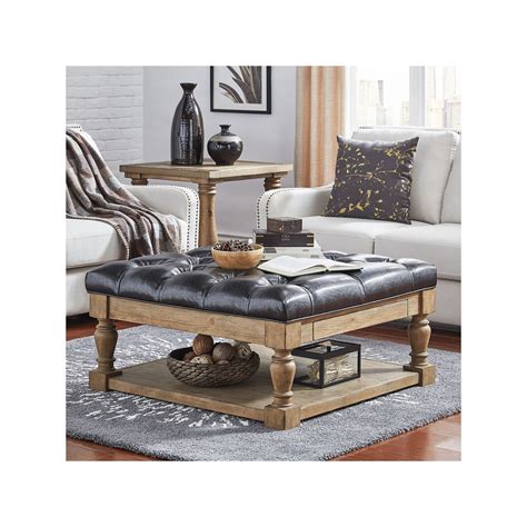 Homevance Button Tufted Upholstered Coffee Table Brown In 2020