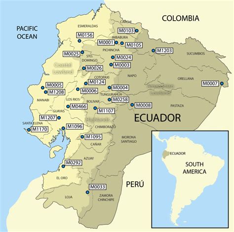 Map Of Ecuadors Location With Respect To The World Its 24 Provinces