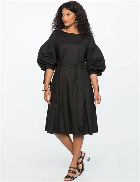 Vision brand colour size x clear all. Puff Sleeve Fit and Flare Dress | Women's Plus Size ...