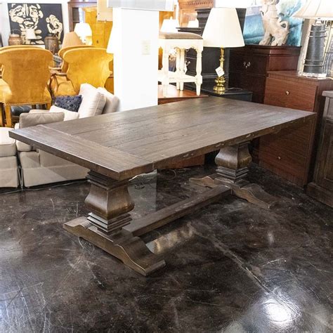 Restoration Hardware Salvaged Wood Trestle Extension Dining Table With