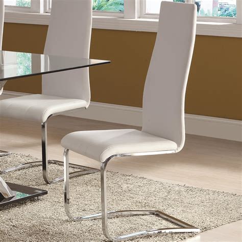 Coaster Modern Dining 100515wht White Faux Leather Dining Chair With