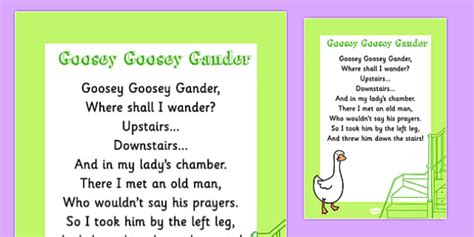 Free Goosey Goosey Gander Nursery Rhyme Poster Twinkl