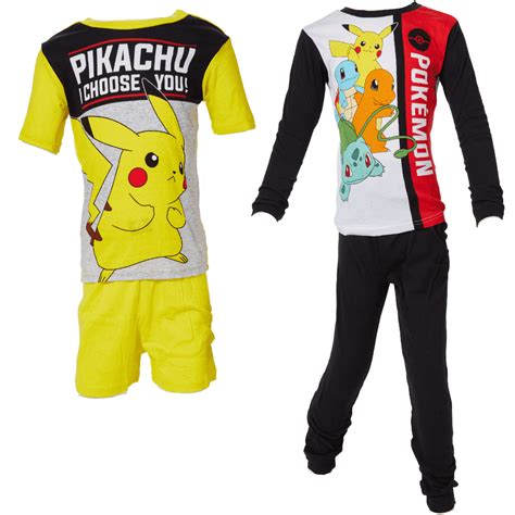 Pokemon Boys Pajama Set Pikachu Mix And Match Sleepwear For Kids Cotton