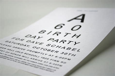 Eye Chart 60th Birthday Party Invite Adorepics 60th Birthday