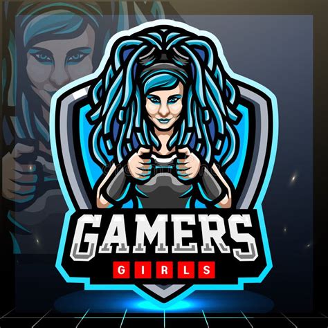 Gamer Girls Mascot Esport Logo Design Stock Vector Illustration Of