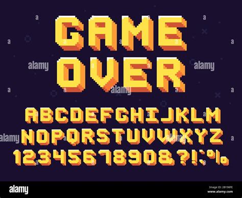 Pixel Game Font Retro Games Text 90s Gaming Alphabet And 8 Bit