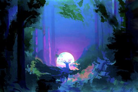 Forest Moonrise Digital Art By Lisa Yount Fine Art America