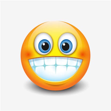Cute Smiling Grinning Emoticon Showing Teeth Emoji Smiley Vector