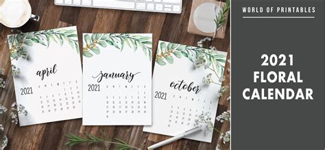 Floral Calendar 2021 Free Printable From World Of Printables In 2021 Images