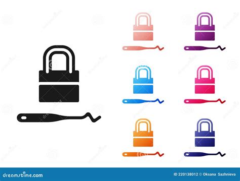 Black Lockpicks Or Lock Picks For Lock Picking Icon Isolated On White