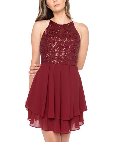 B Darlin Juniors Sequinned Halter A Line Dress And Reviews Dresses