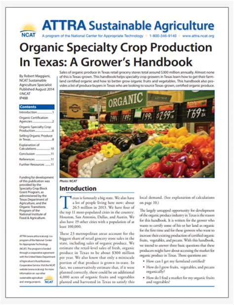 Organic Specialty Crop Production In Texas A Growers Handbook Attra